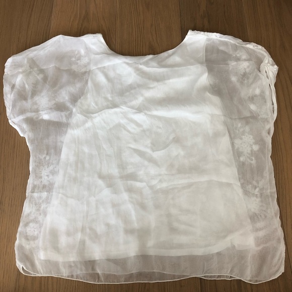 New white lace sheer overlay blouse size large top cute unique shirt elegant - Picture 2 of 8